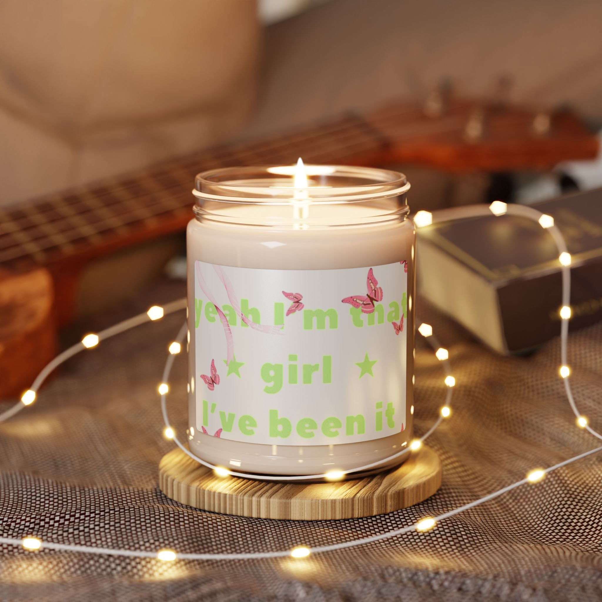 9oz Scented Soy Candle — "Yeah I'm That Girl" Pink Butterflies Aromatherapy Jar