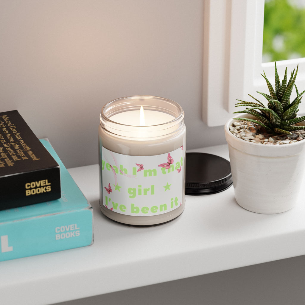 9oz Scented Soy Candle — "Yeah I'm That Girl" Pink Butterflies Aromatherapy Jar