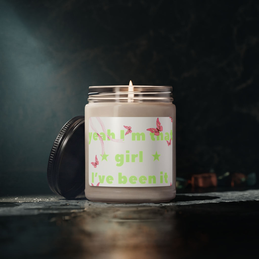 9oz Scented Soy Candle — "Yeah I'm That Girl" Pink Butterflies Aromatherapy Jar