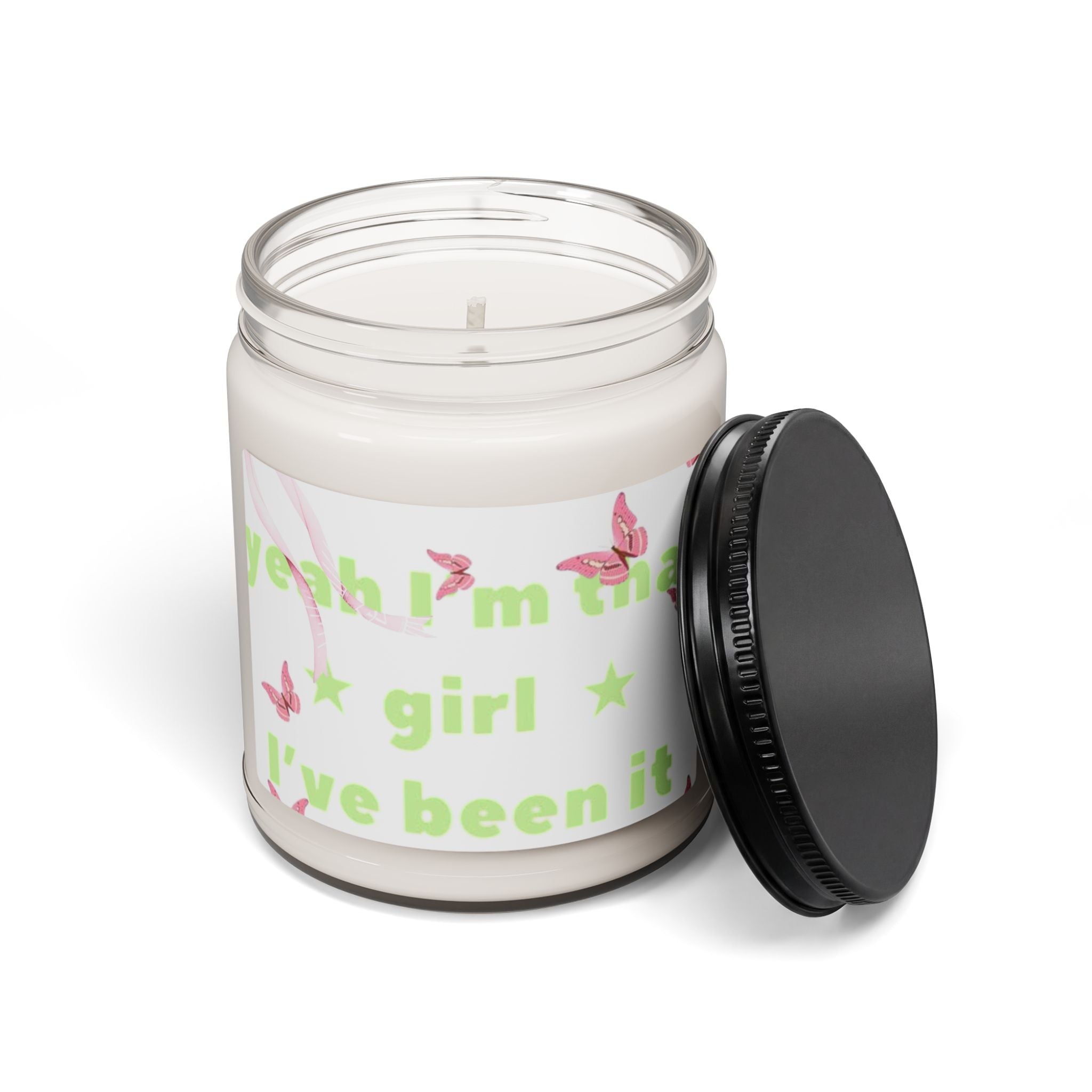 9oz Scented Soy Candle — "Yeah I'm That Girl" Pink Butterflies Aromatherapy Jar